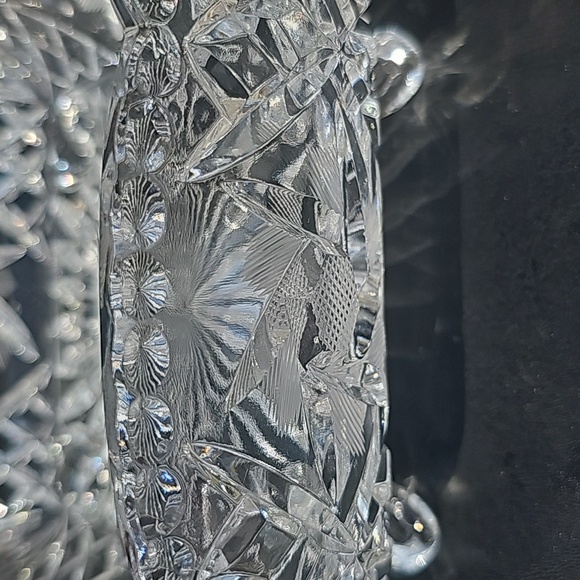 BOHEMIA VINTAGE PRESSED GLASS SQUARE BOWL WITH PINWHEELS - Picture 8 of 8